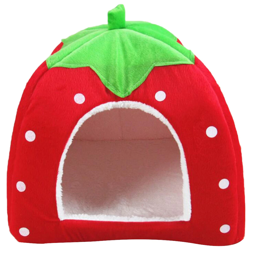

Pet Bag Cat Nest Dog Cute Puppy Padded Strawberry Bed Foldable Sleeping House to