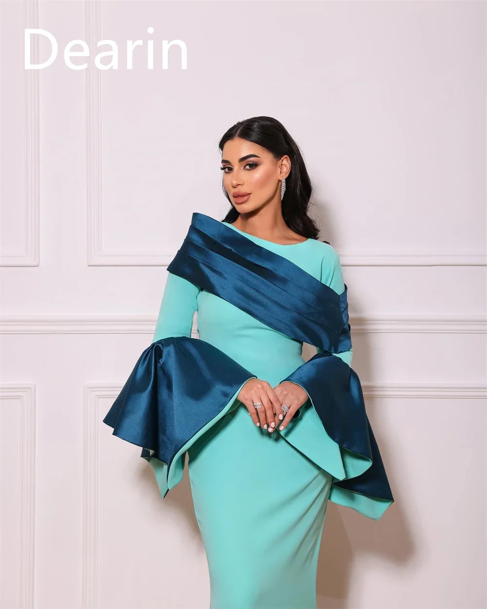 Customized Evening Dress Prom Gown Women Party Occasion Dearin Scoop Neckline Column Ankle Length Skirts Vertically Bespoke Occa