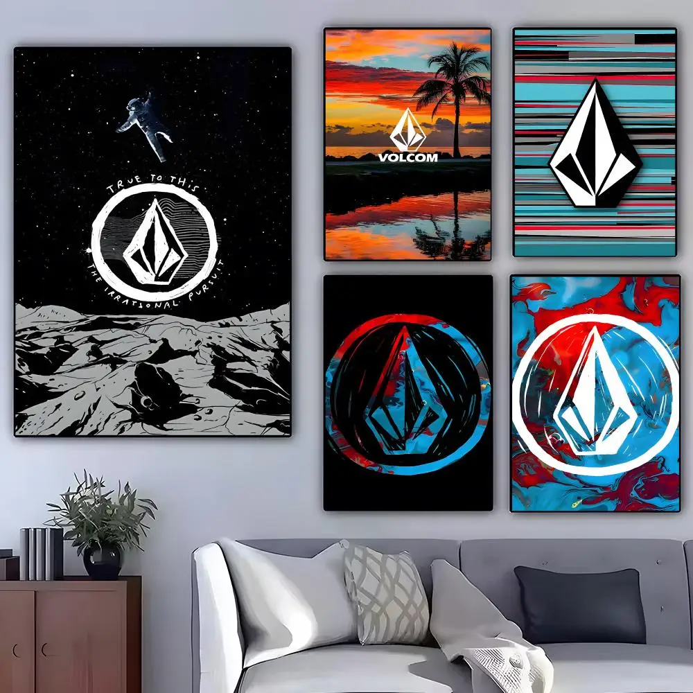 S-Stylish fashion volcom Painting Calligraphy Exhibition poster photo oil painting canvas synthetic fiber for living dining room