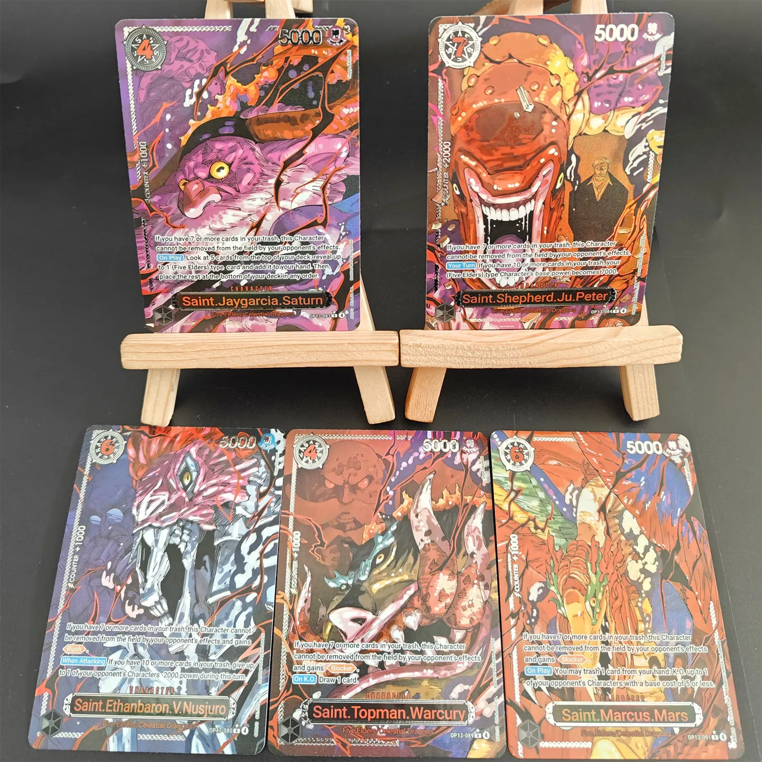 DIY OPCG ONE PIECE CARD OP13 CINQUES ELDERS Saturno Nusjuro Warcury StMarcus Marte Inglês 2025 Coleção Anime Cartões