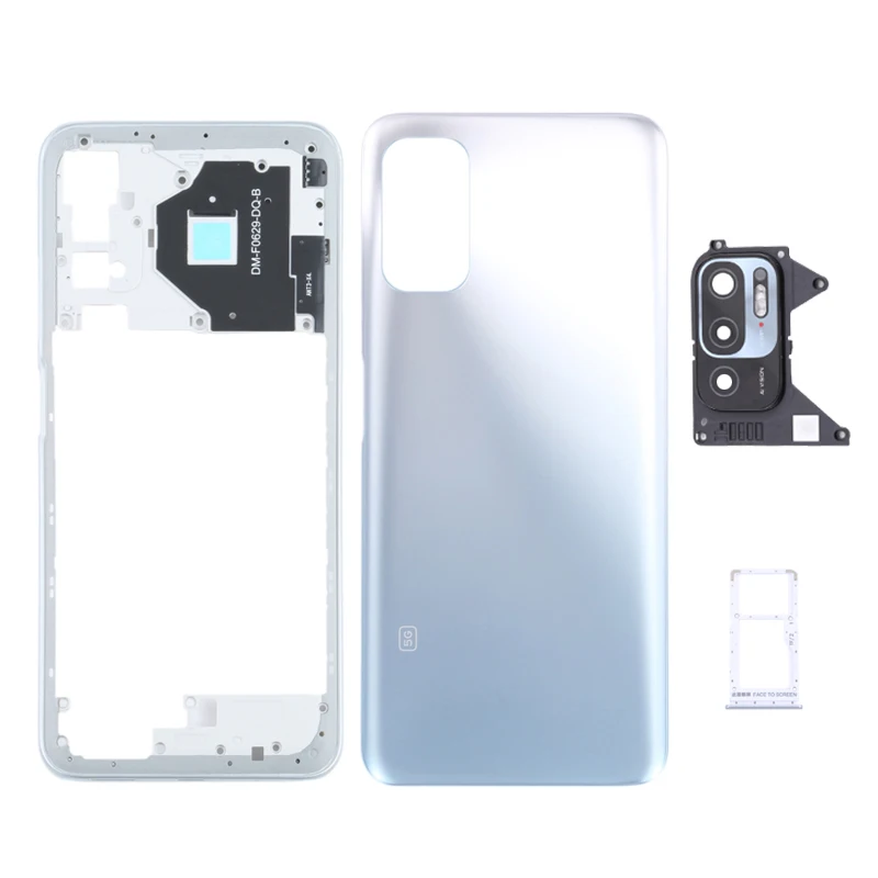 New For Xiaomi Redmi Note 10 5G Full Housing Back Lid Housing Door + Middle Frame + Sim Tray With Camera Lens Parts