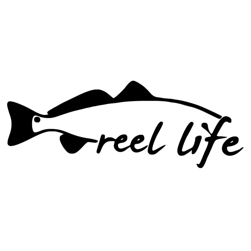 

Personality Fashion Reel Life Fishing Red Fish Cool Car Decal Removable Die-cut Pvc Notebook Sticker Black/white, 22cm*8cm