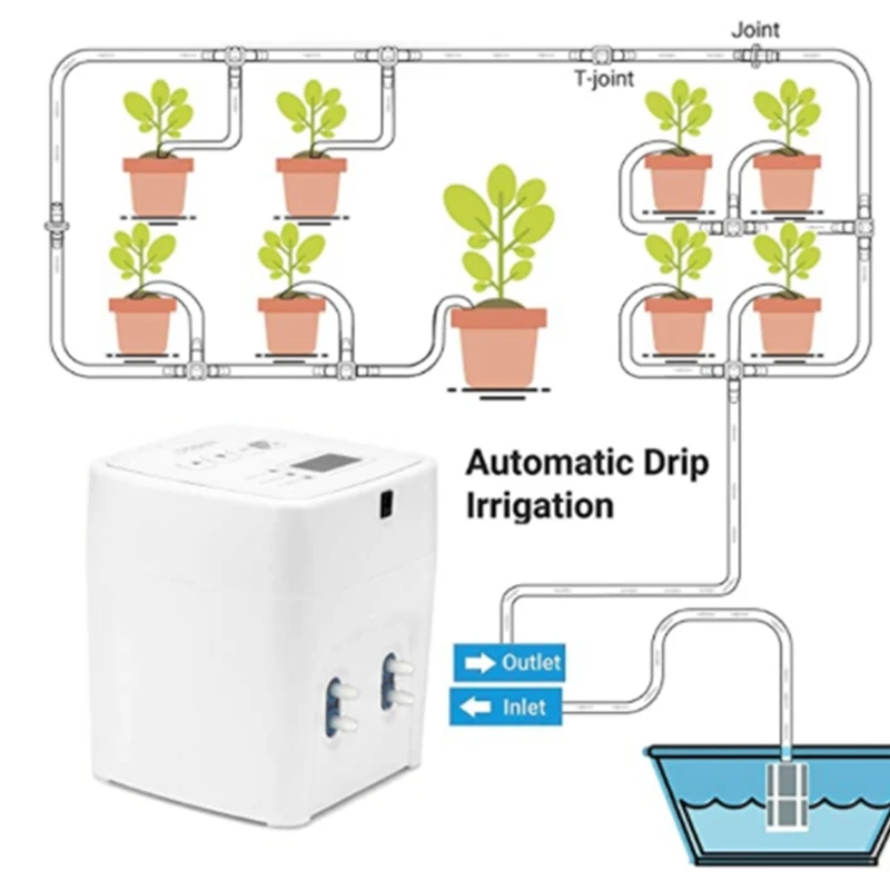 Plant Automatic Watering System, With Digital Timer And Double Pumps, Power Adapter Or Battery Operation With US Plug