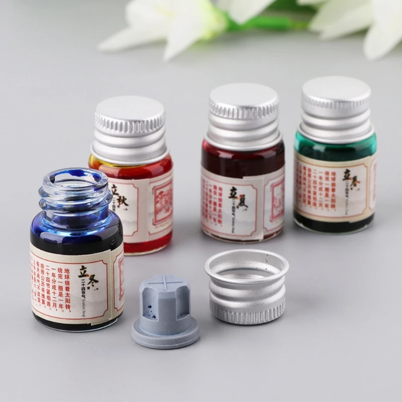 24 Solar Term Color Ink for Fountain Pen 7ml Ink Practical Painting Ink Glass Pen Ink School Office Supplies for Dip Pen