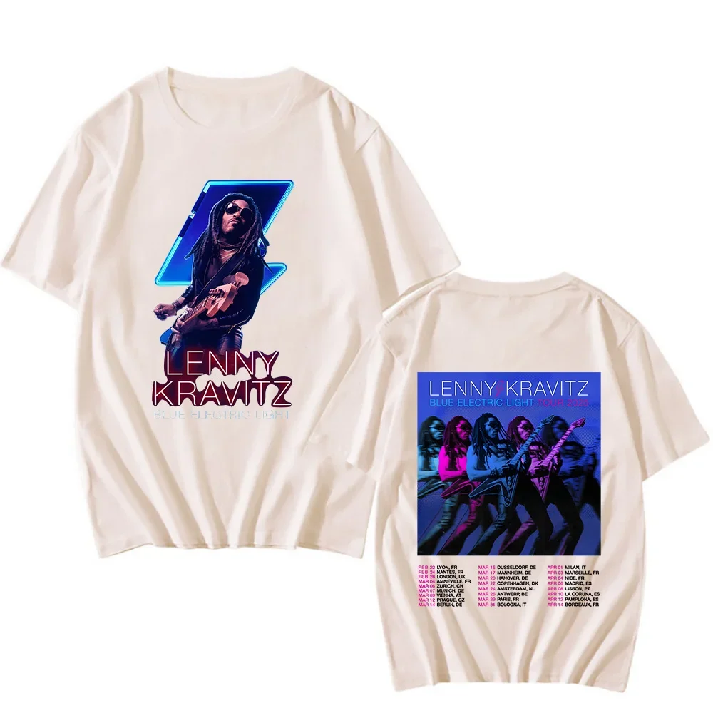 Lenny Kravitz Blue Electric Light Tour Tshirts Fan Gifts Classic Cotton Tops Women Men New Pattern T-shirts Crewneck Casual Tees image 4