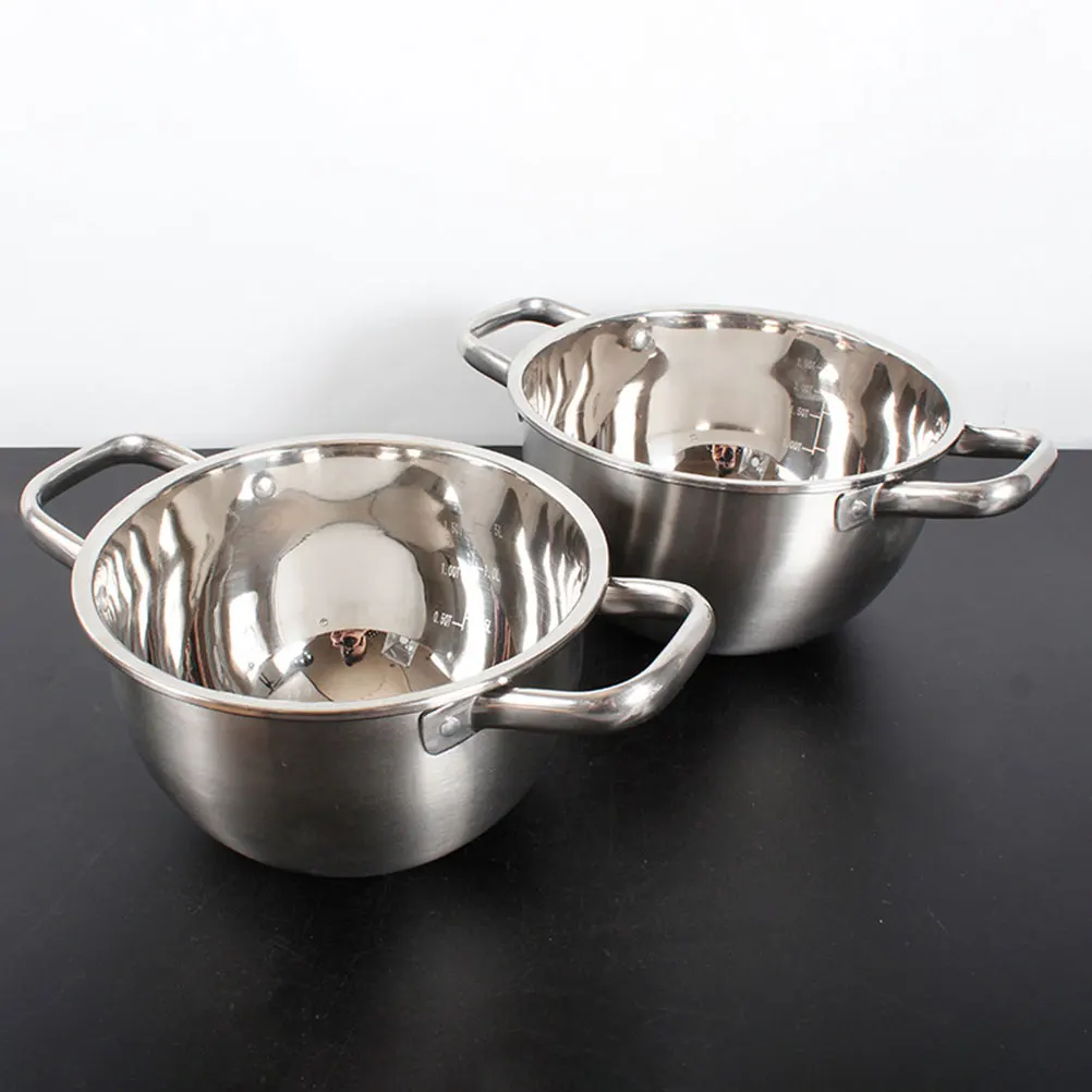 

1pc Stew Thickened Stainless Steel Soup for Home Hot Pot Container with Lid 2.5L 3.5L 4.5L Silver Color Easy Clean