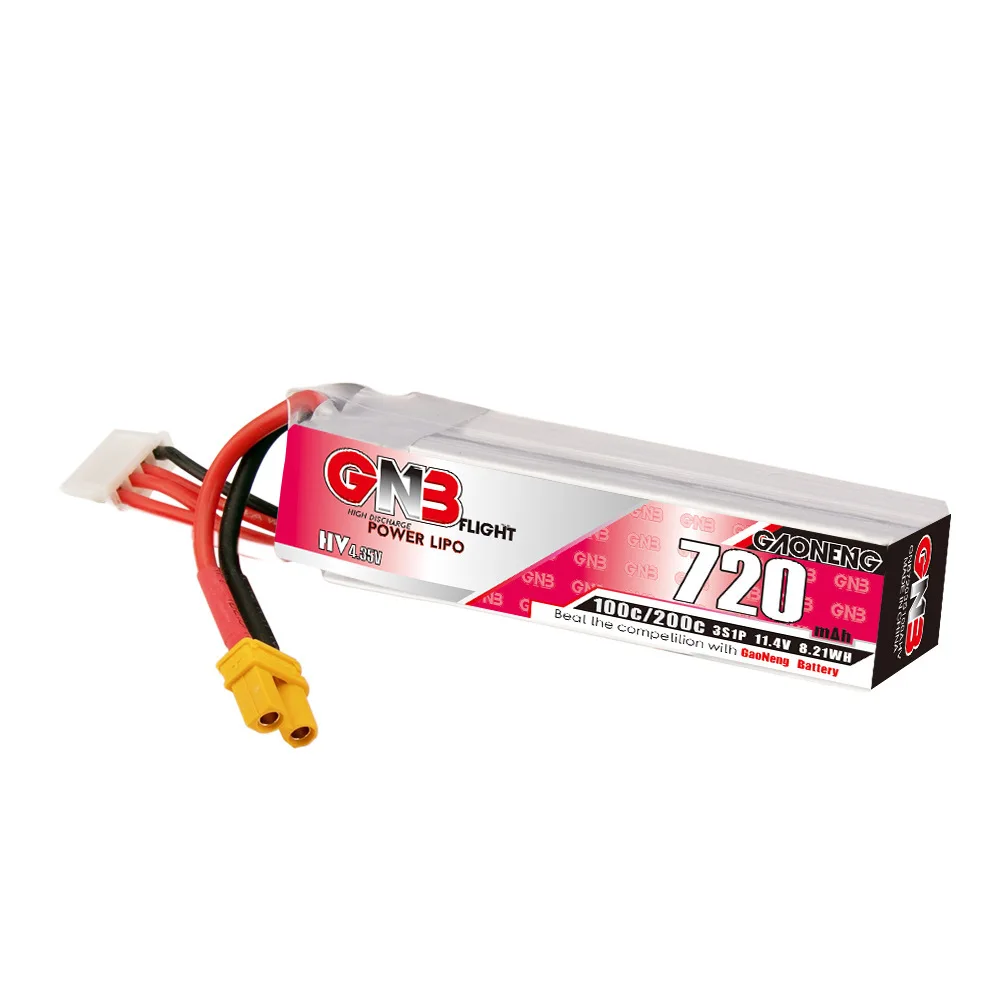 1-10Pcs GAONENG GNB 720mAh 3S 100C/200C 11.4V HV XT30U-F Plug Lipo Battery for RC Tinywhoop FPV Frame Kit Tinywhoop Racing Drone