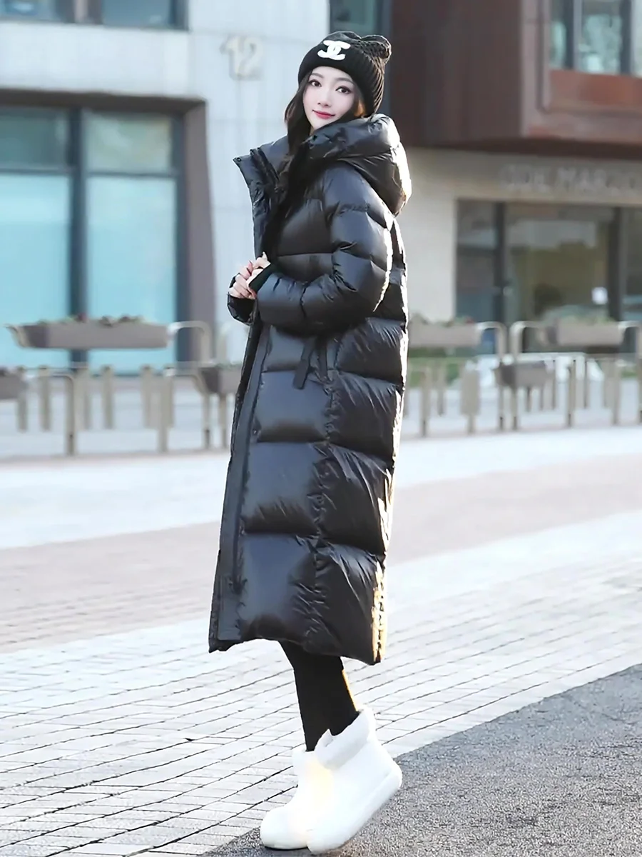 Ultra-Thi largo blanco Du down Puffer Jaet abrigo de invierno para mujer resistente al frío para ir al trabajo con sombrero señoras Faion