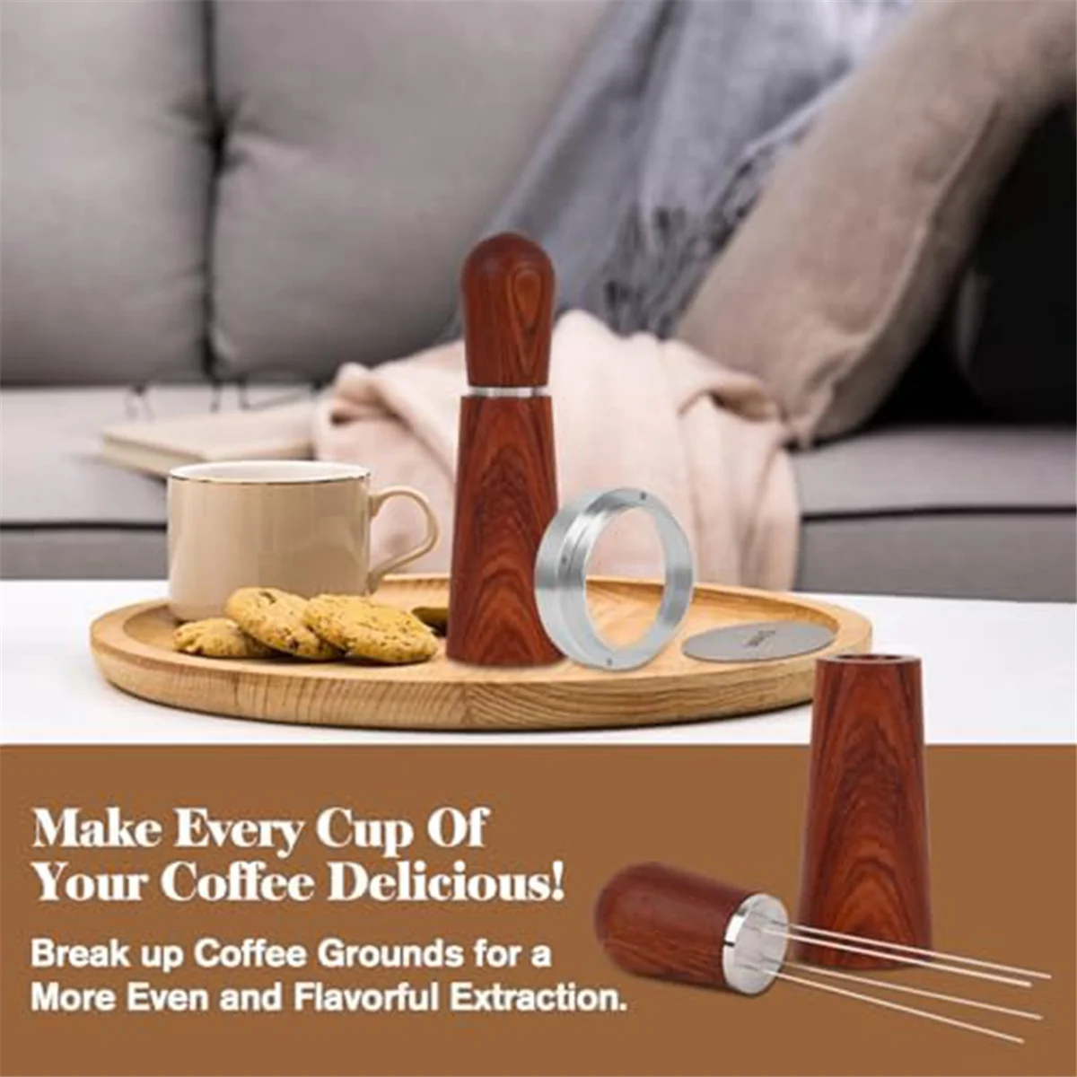 مجموعة ملحقات الإسبريسو A58E-54mm، أداة WDT، قمع الجرعات ومجموعة شاشة عفريت، محرك توزيع إبرة القهوة