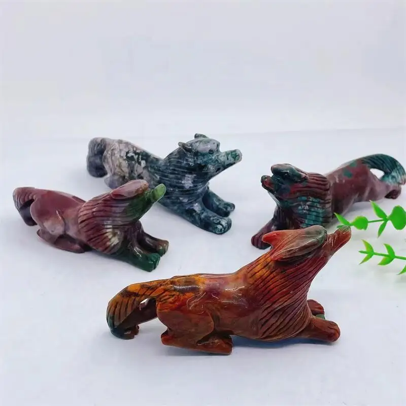 

12,5 см, искусственный волк, кристалл, животное, резьба, ремесла, мощные Декоративные животные, украшения, подарок на день рождения, 1 шт.