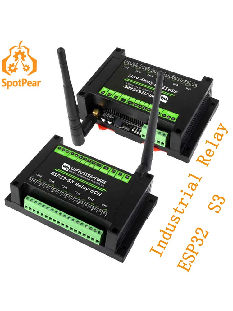 ESP32-S3 Relay Industrial 6-Channel IOT WiFi Bluetooth RS485 Onboard Pico HAT interfaces Built-In Protection Circuits