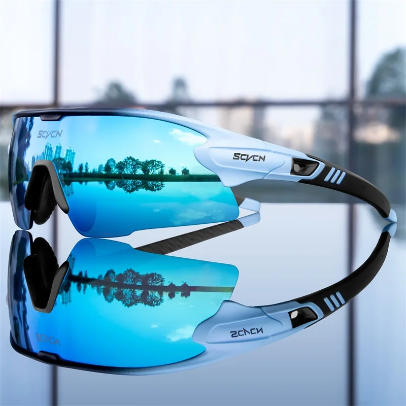 Scvcn polarizado mtb ciclismo óculos uv400 esportes runing óculos de sol das mulheres dos homens photochromic bicicleta óculos de pesca