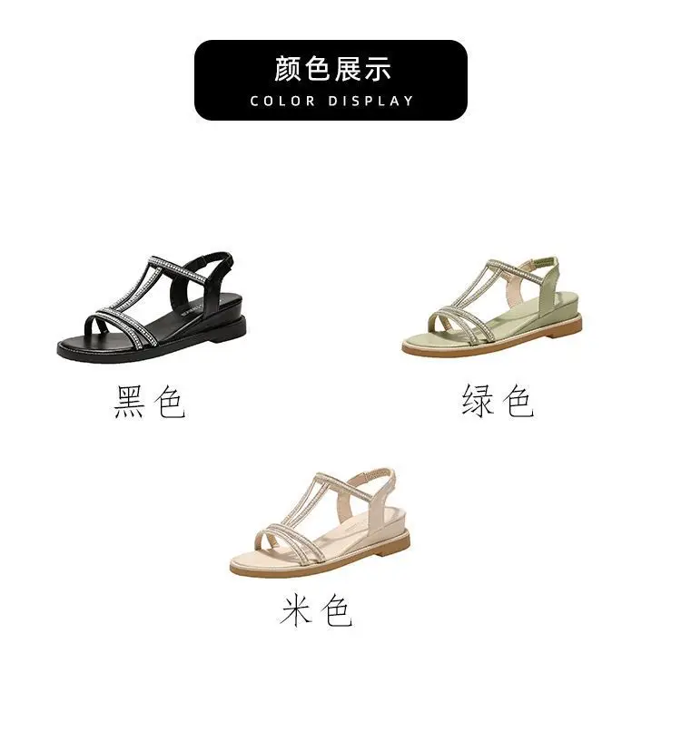 النساء Strappy صنادل عالية الكعب الصيف المفتوحة تو منصة حذاء بكعب ويدج تنفس سميكة القاع عادية Zapato Tacon Bajo Mujer 2022