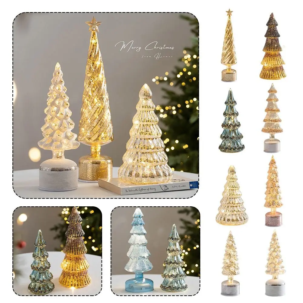 Multicolor Christmas Tree Light Rotating LED Lamp Christmas Decoration Ornament Glass Xmas Decorative Lighting Party Supplies