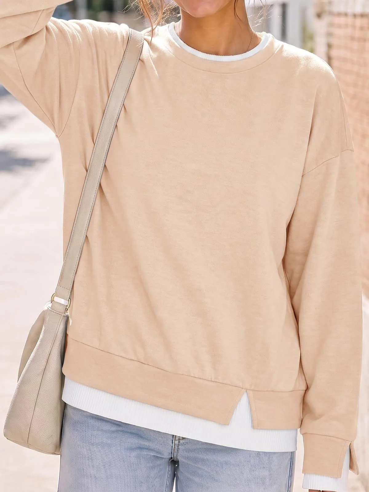 Loose Fit Pullover Hoodie Regular Length American and European Style with Mock Two Regular Thickness Casual Women Sweatshirts