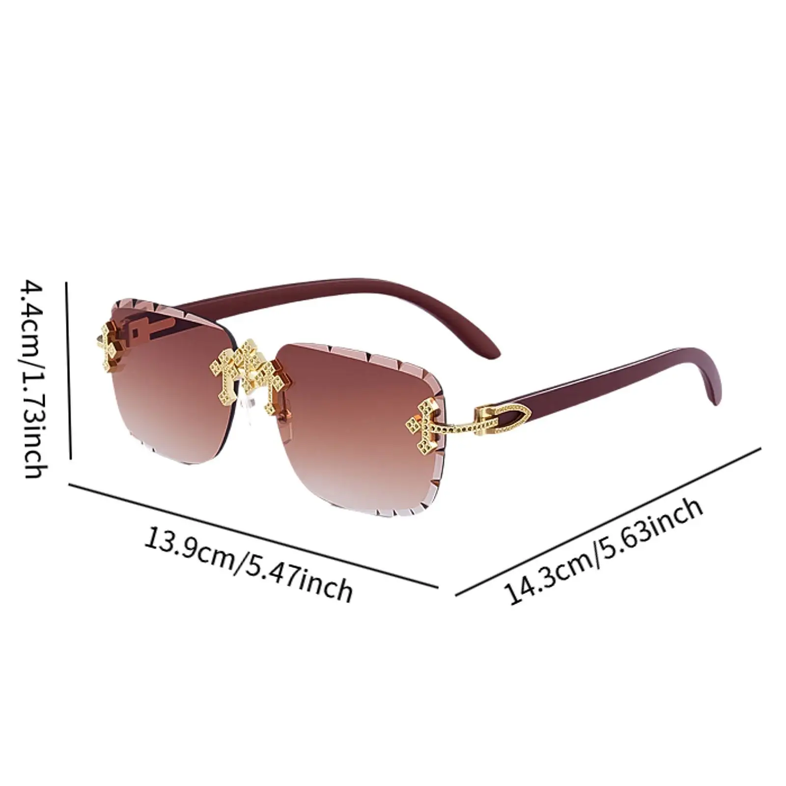 نظارات شمسية مستطيلة بدون إطار نظارات شمسية حديثة للقيادة نظارات بدون إطار للسفر والحفلات والسفر على الشاطئ في الهواء الطلق