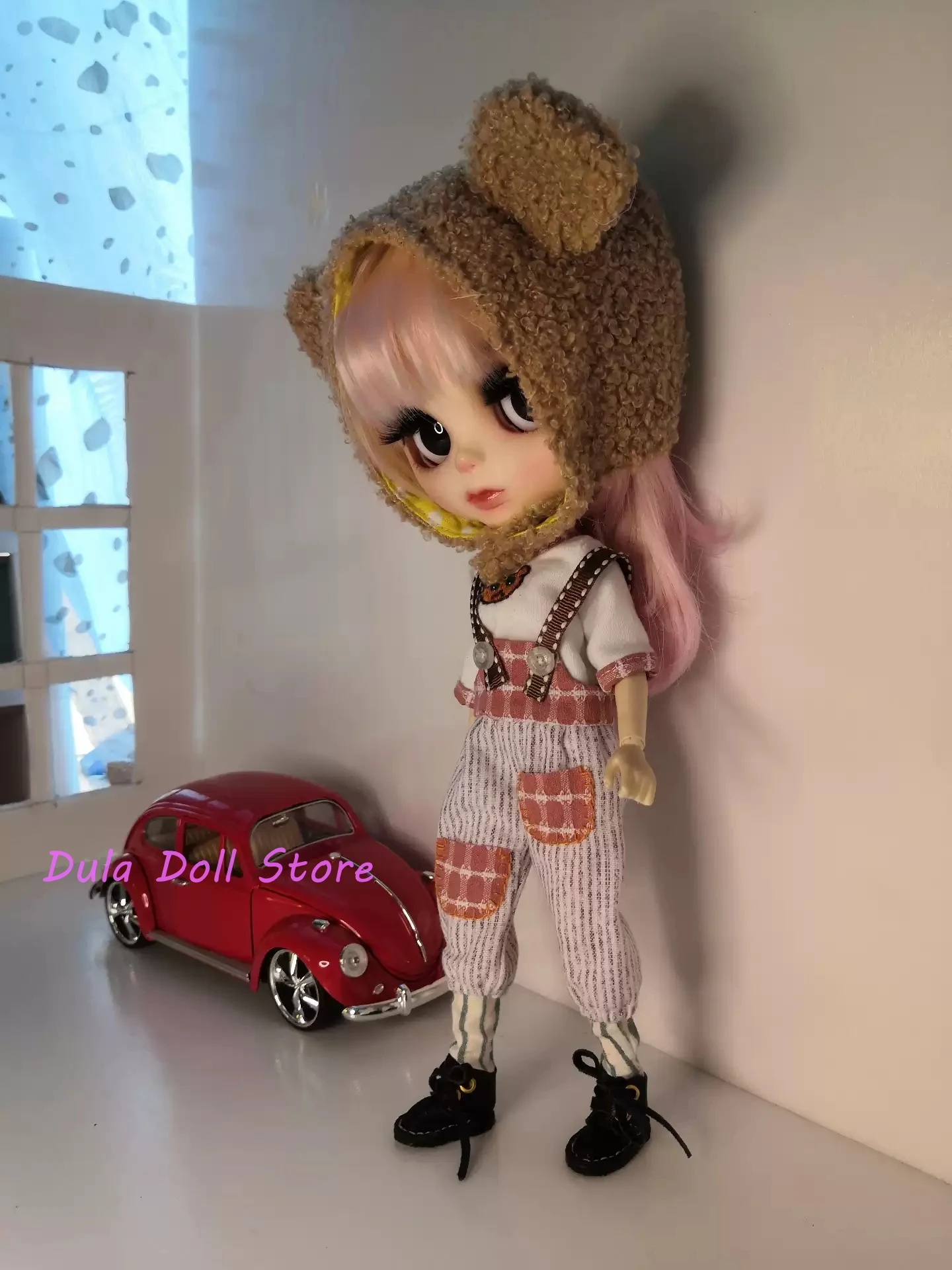 (신규) Dula 인형 옷 드레스 베어 스트라이프 컬러 블록 턱받이 슈트 Blythe ob24 ob22 Azone Licca ICY JerryB 1/6 Bjd 인형 액세서리