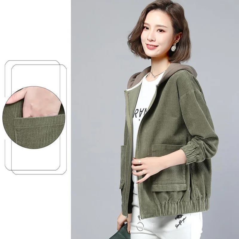 Fashion  Women Corduroy Jacket Daily Casual Comfortable Loose Sweaters Long Sleeve Coat Ladies  Autumn Winter Clothes