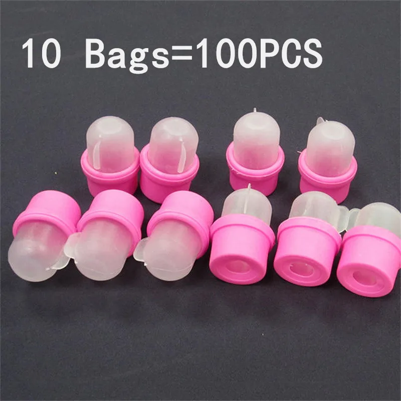 Tampas reutilizáveis rosa para arte em unhas, 1/10/20/50/100 peças, removedor de esmalte em gel uv, envoltórios de borracha para polimento limpo, ferramenta de manicure