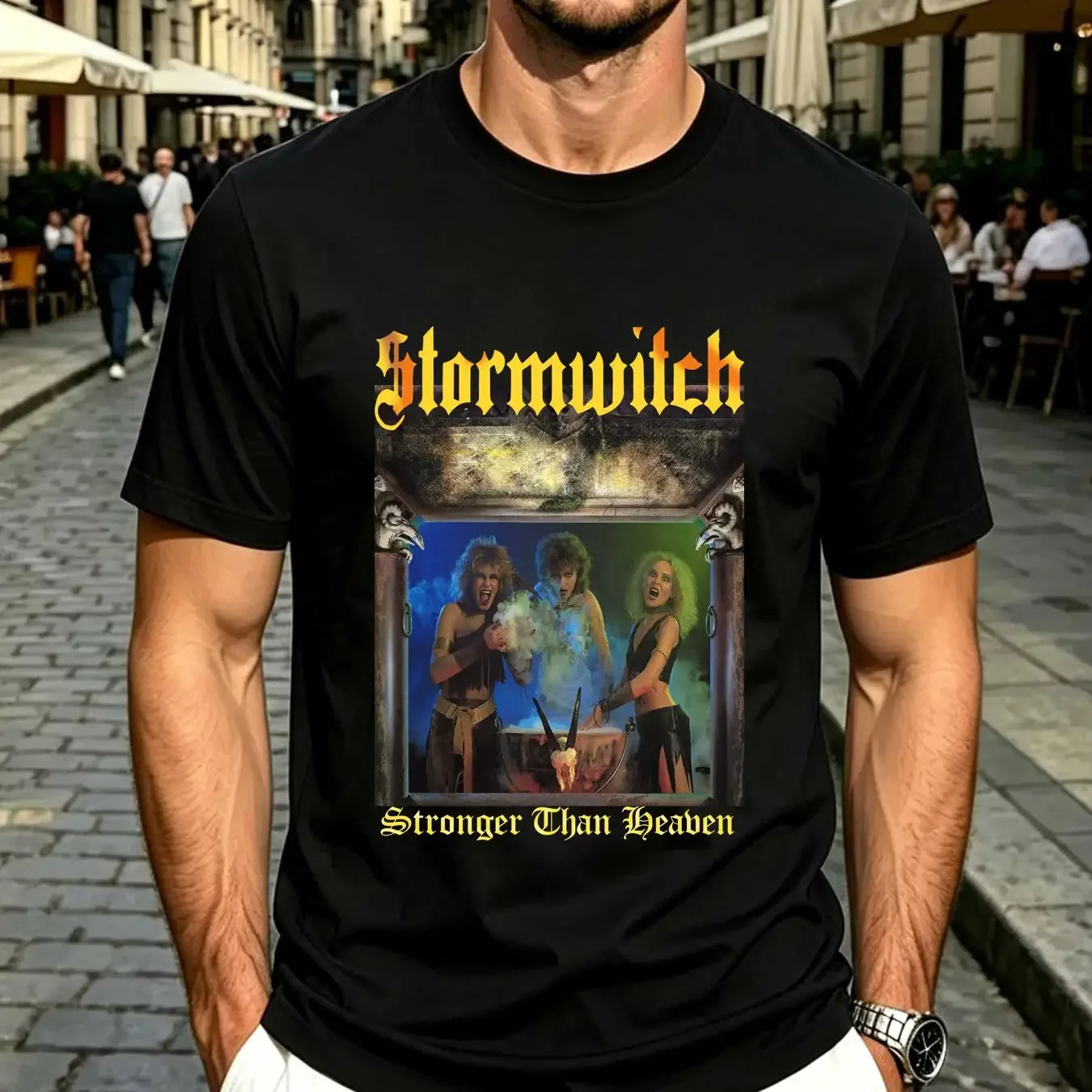 washed T Shirt Stormwitch Stronger Than Heaven  Cotton Black S to 5XL BE167 vintage Washed graphic Comfortable Slightly fashion