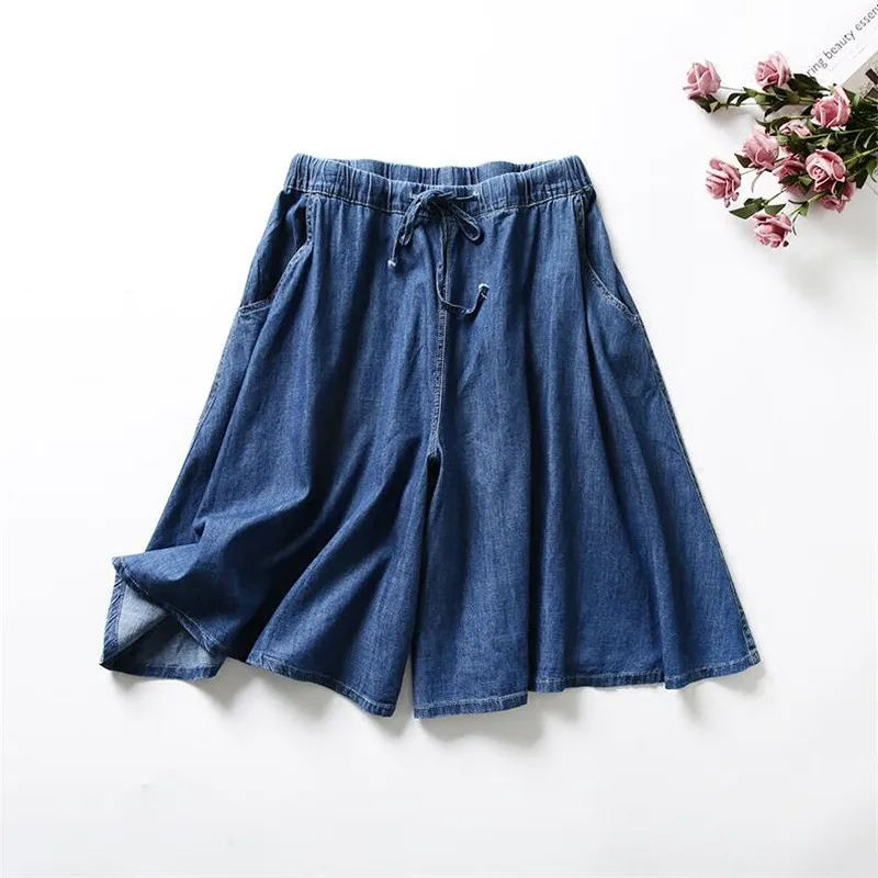 New Arrival Jeans Summer 2026 Women Casual Elastic Waist Loose Solid Denim Shorts Denim skirt vestidos de mujer robe longue