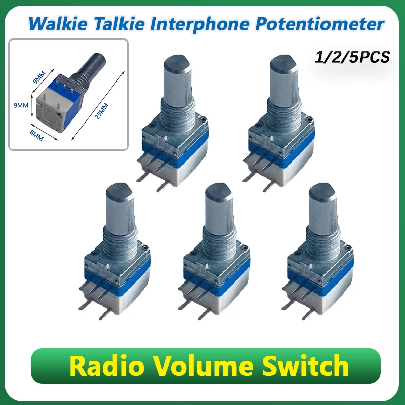 

Walkie Talkie Potentiometer With Switch 5pin Control Switch Knob Interphone Accessories Replacements for Baofeng Kenwood Radios