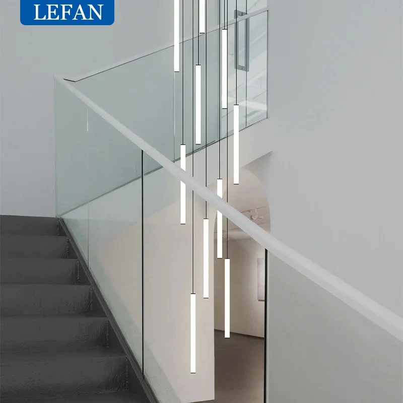 Moderne Treppe LED Kronleuchter Wohnzimmer Lampe Designer Home Dekoration Hängende Villa Esstisch Rotierenden Penthouse