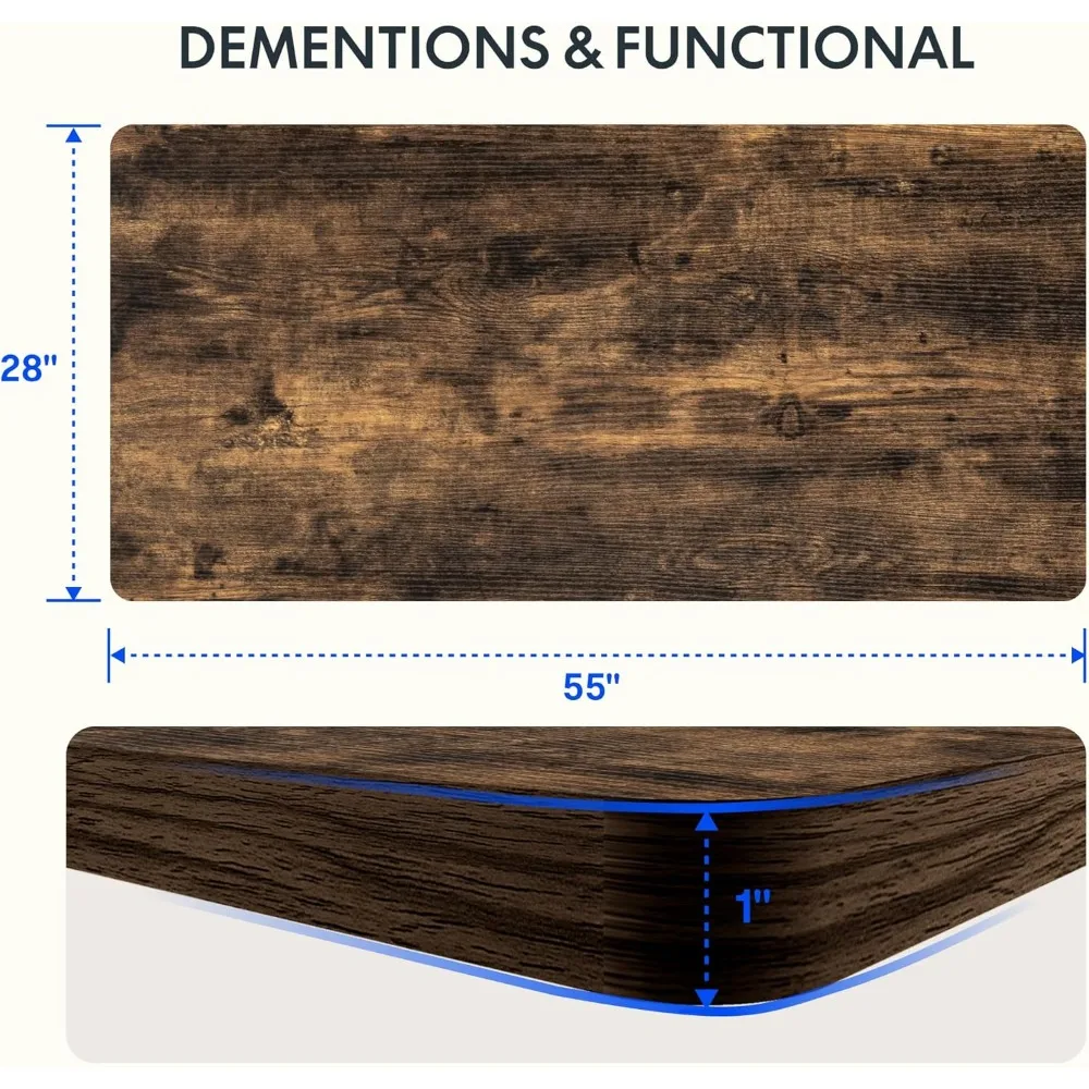مكتب قائم من قطعة كاملة EN2 مع شريط طاقة بمشبك، مكتب كهربائي قابل للتعديل بارتفاع 55 × 28 مع إدارة الكابلات