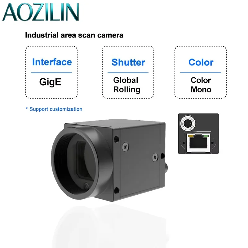 AOZILIN 1.3MP GigE Industrial Camera 91fps Global Shutter Machine Vision for Inspection