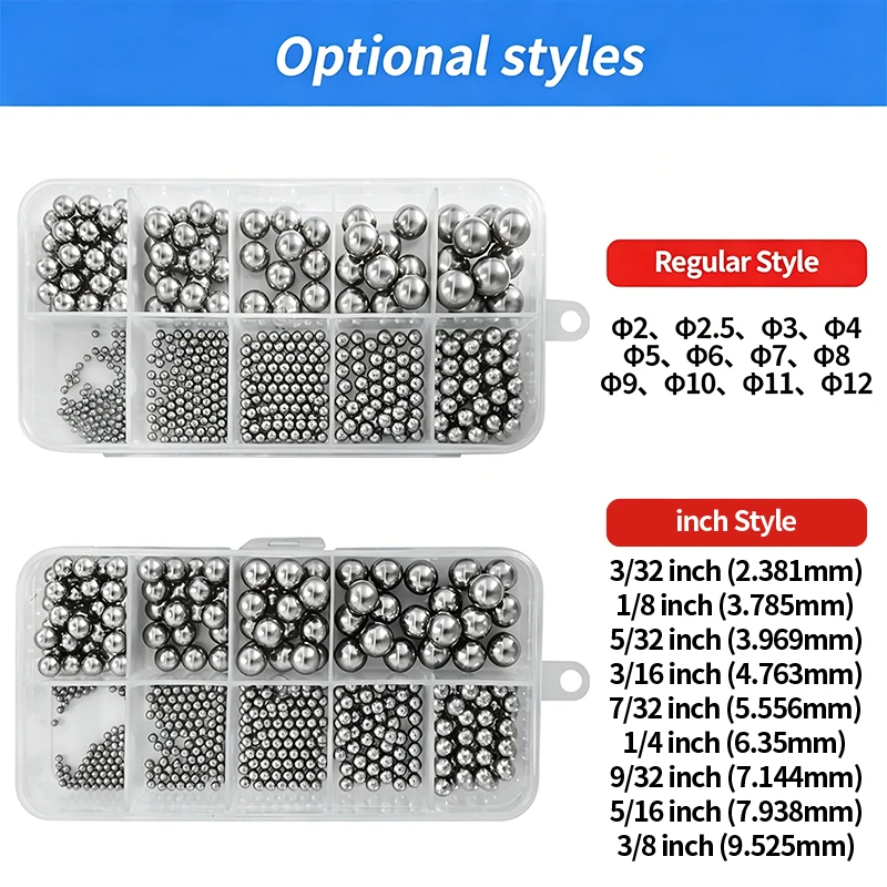 High Precision 304 Stainless Steel Roller Balls Metric Imperial Standard Solid Bearing Beads Dia 2mm-10mm Loose & Assortment Set