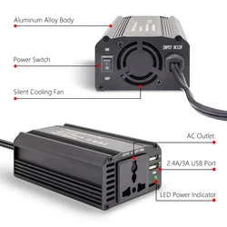 300W Car Power Inverter DC 12V to 220V AC Car Charger Converter with 5.4A Dual USB Ports AC 220V Universal Socket