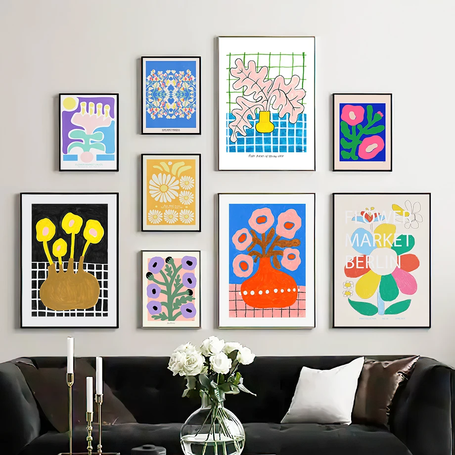

Color Flower Market Minimalist Wall Art Canvas Painting Nordic Posters And Prints Abstract Wall Pictures For Living Room Decor