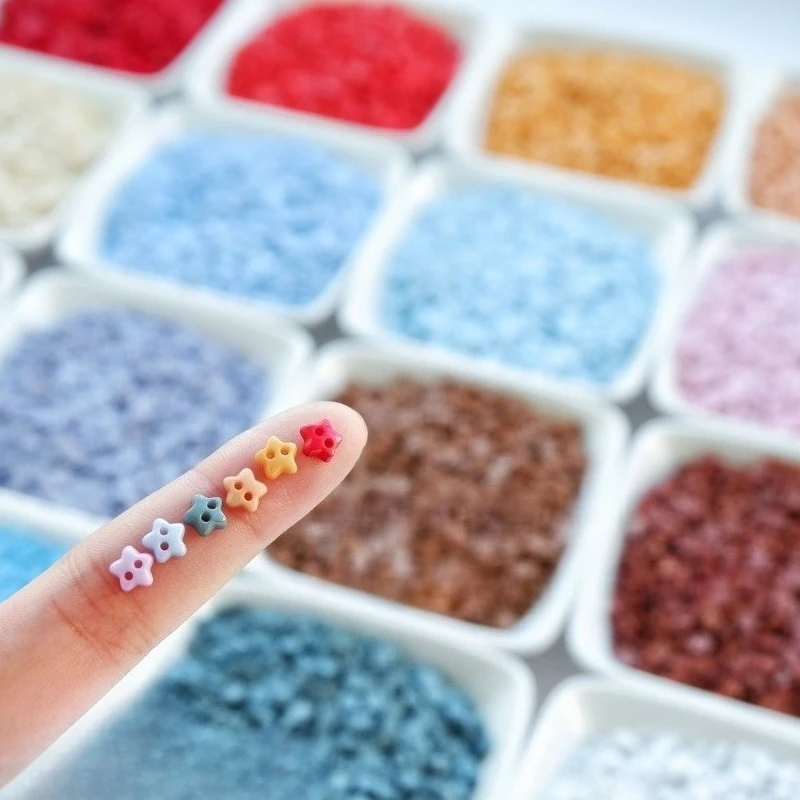 

6mm 50pcs Two-eye Bread Buckle Pentagram Baby Clothes Plastic Buttons Mini Cartoon DIY Accessories Candy Color