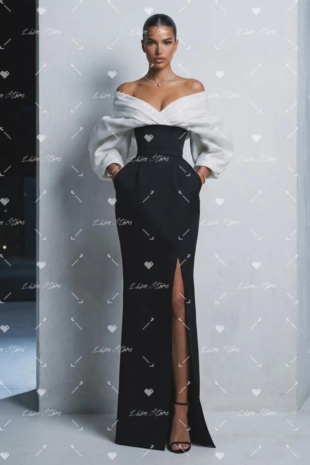 Lism Contrast Color 2026 Prom Dresses Elegant Off The Shoulder Pleat Mermaid Long Evening Gown Formal Party Dress Customized