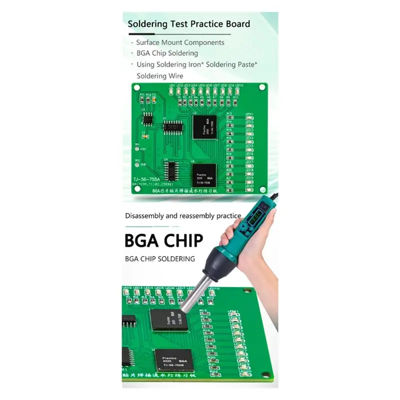 A42T-SMT LED Flowing BGA Chip Soldering Practice Board Practice Board Assembly Kit 555+4017 SMT LED Flowing Light Components