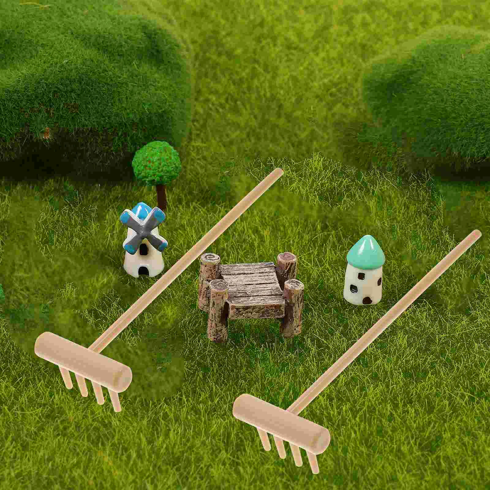 

6 Pcs Sand Rake DIY Zen Rakes Sandbox Mini Wooden Meditation Micro Landscape Plastic Decorative Small Miniature Office Toys