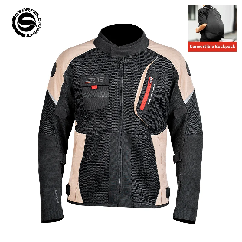 Star Field Knight Dual-purpose Motorcycle Jacket Summer Mesh Breathable Convertible Backpack For Use Storage Helmet Riding Gears