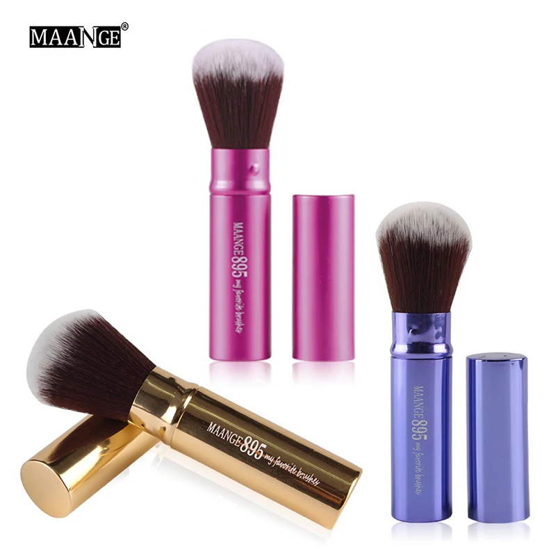 1 Uds. Mini brocha de maquillaje suave con cúpula retráctil profesional, base retráctil, colorete cosmético, brochas para polvos faciales