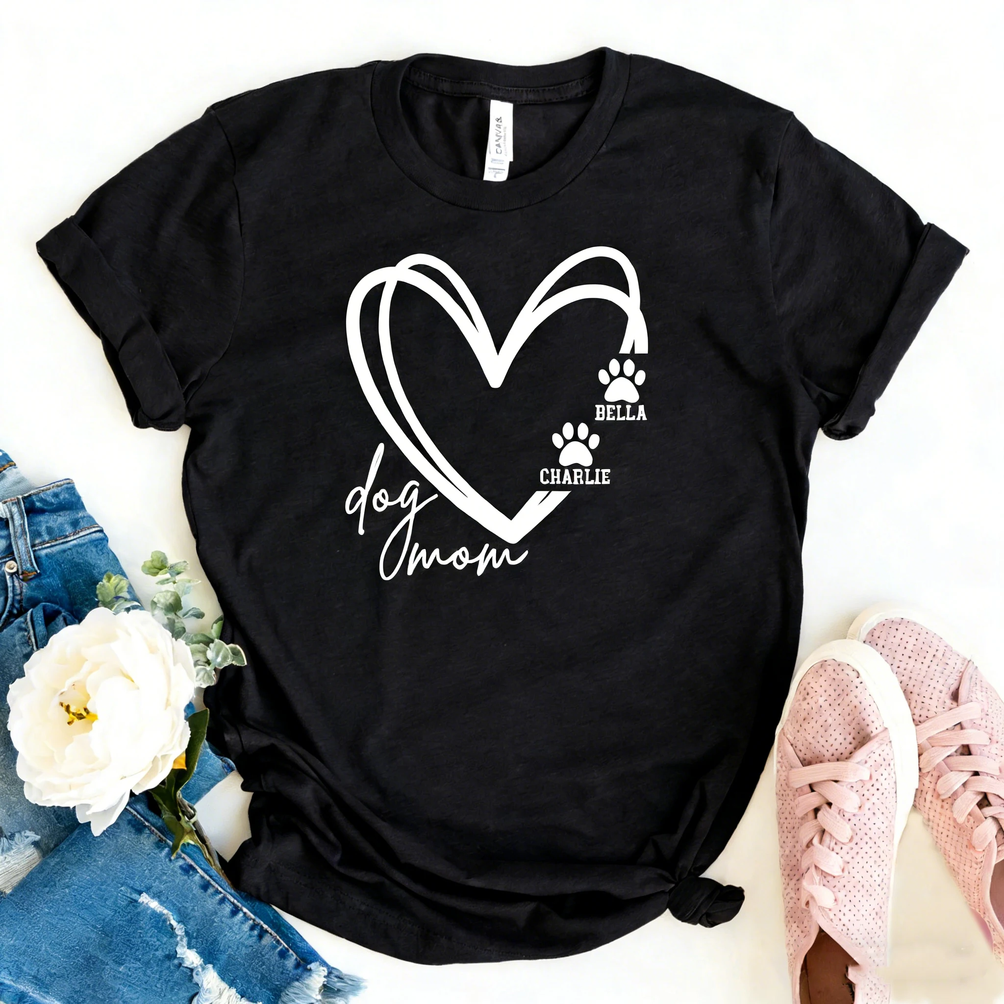 

Women Personalized Mothers Day T Shirt Custom Name Text Print Soft Cotton Casual Short Sleeve Top Gift For Mom And Women