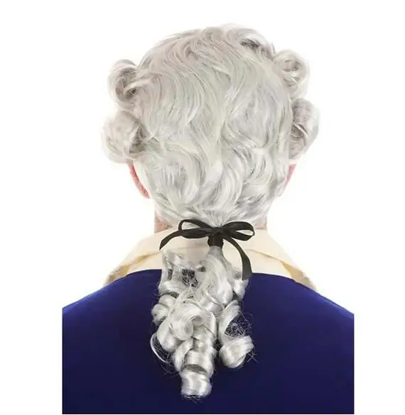 Synthetic Hair American Colonial Powered Wig for Men Silver Grey Carnival Wigs