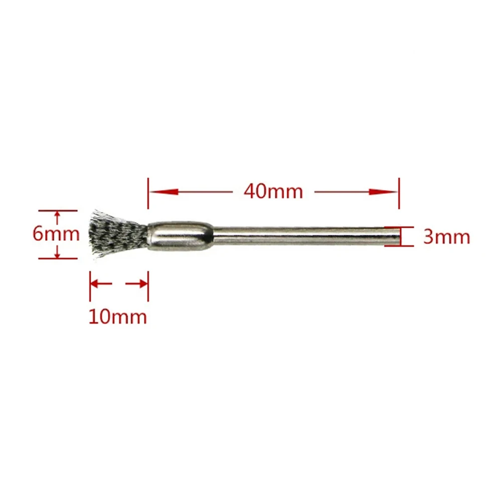 10pcs Brass Stainless Steel Wire Brushes 3×6mm 49mm For Removing Burrs Dust Removal Rust Removal Hand Tools Wire Brushes