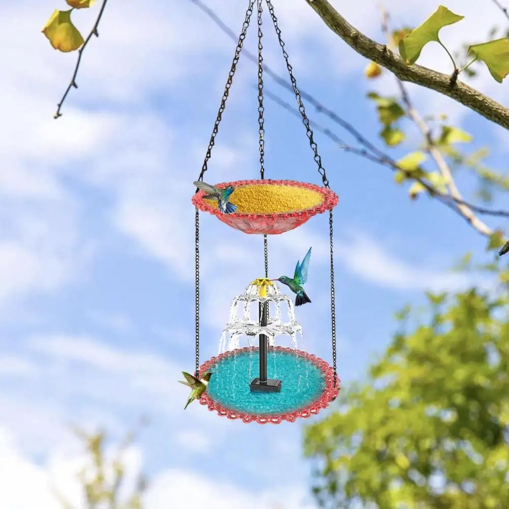 

Bird Feeder with Hooks Outdoor Hanging Bird Bath Feeder Tray with Double Layer Plate for Garden Birds 2-in-1 for Outdoors