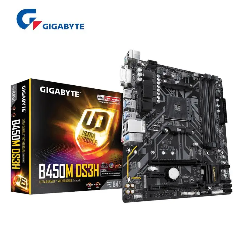 New GIGABYTE New GA B450M DS3H (rev. 1.x) Micro-ATX AMD B450 DDR4 2933MHz M.2 USB 3.1 128G Double Channel Socket AM4 Motherboard