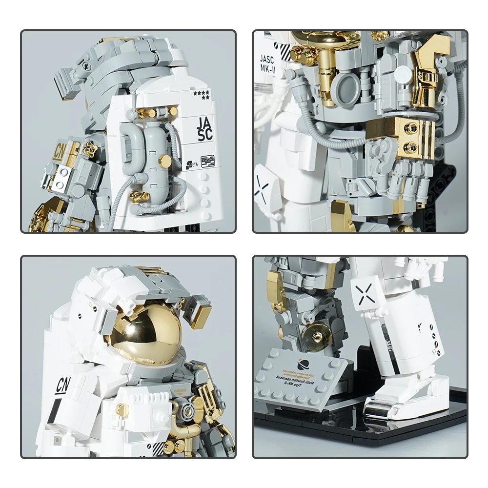 JK9116 Collector Edition Platinum Astronaut Building Blocks Model Astronaut Desktop Decoration Birthday Gift For Boys Adults