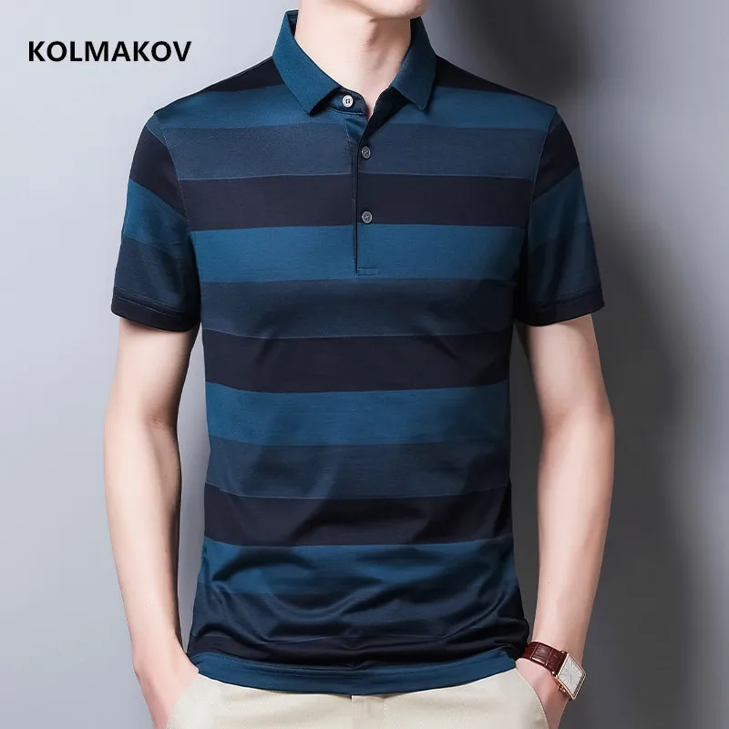 2024 summer Men's high quality mulberry silk Classic casual Polo Shirt mens Short Sleeve fashion polo shirts men size M-4XL