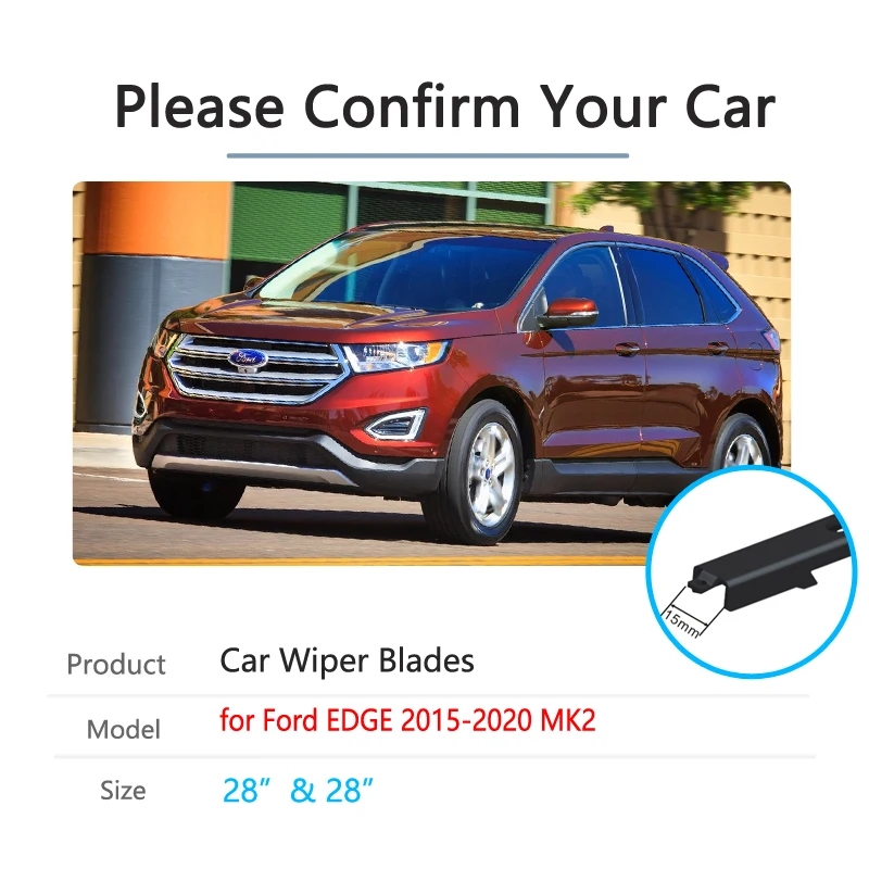 Car Wiper Blade for Ford EDGE 2015 2016 2017 2018 2019 2020 Endura MK2 Front Windshield Windscreen Brushes Wsher Car Accessories