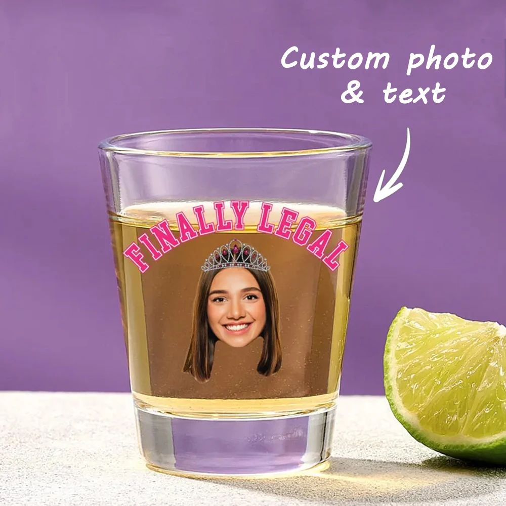 1 Piece Custom Photo Wine Glass - Personalized "Finally Legal" Design with Face Image and Text, a Unique Birthday Gift Keepsake for Her/Him, Hand Washable, Reusable Clear Glass Cup, Suitable for Celebrations, Perfect for Mom, Dad, Girlfriend, Boyfriend