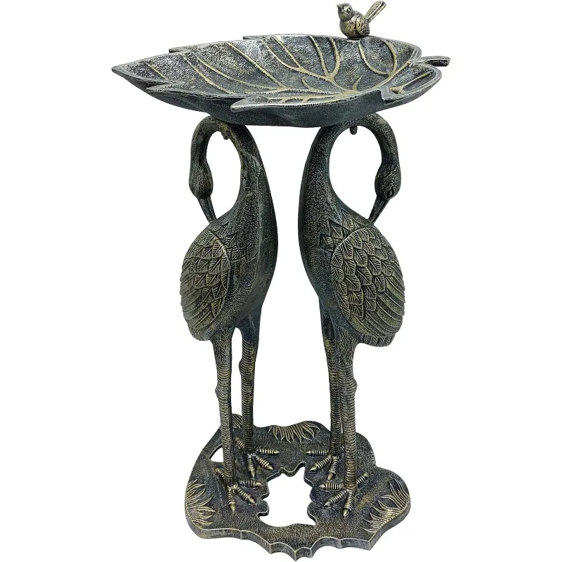 

Living Cast Aluminum 30-in TwinBird Bath with Leaf Bowl