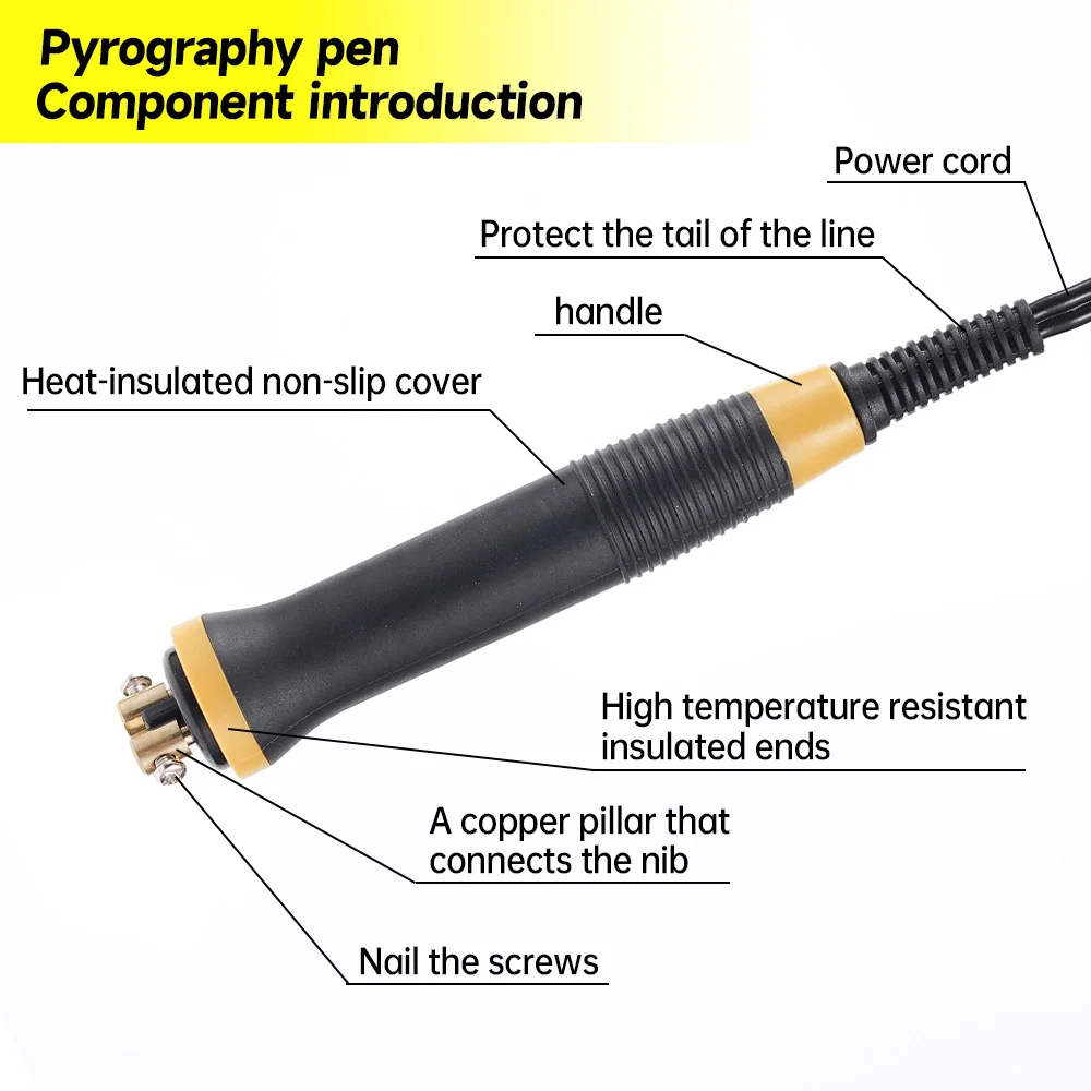 Electric Soldering Iron Pen Anti-slip Pyrography Tool Wood Burning Machine Pyrography Pen Carving Soldering Electrocautery Pen