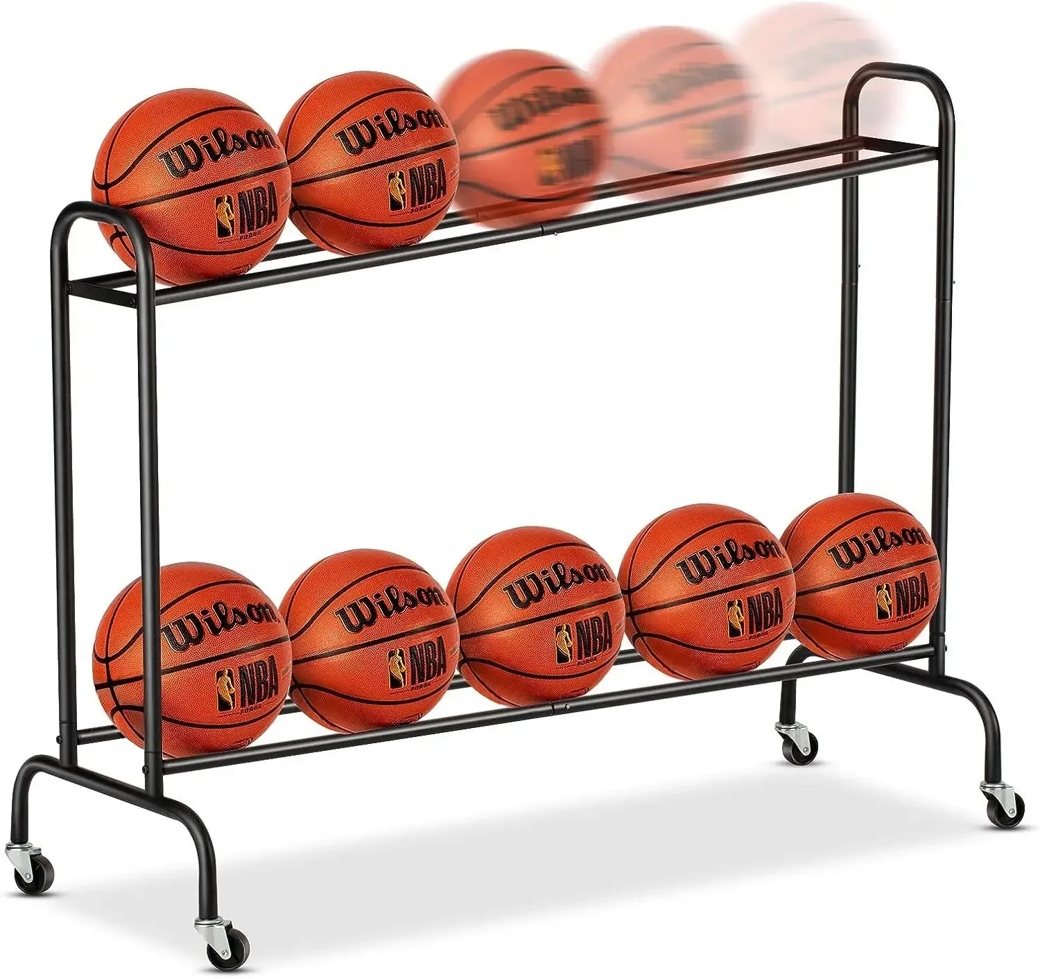 Ball Training Equipment Volleyball Soccer Football Garage Basketball Ball Stand Holder Rack Storage Cart with Wheels
